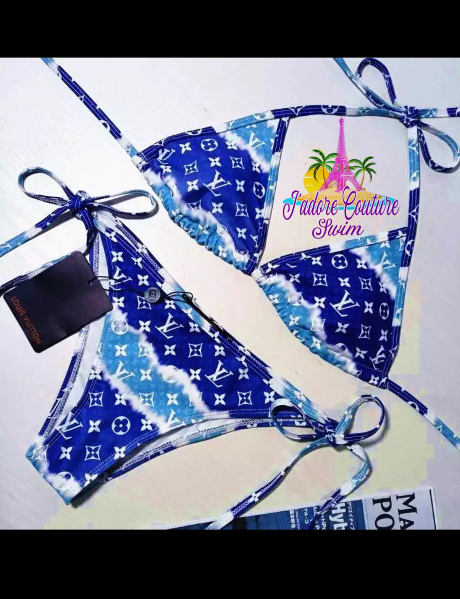 Blue Louis Vuitton 2 piece Bikini – J'adore Couture Swim
