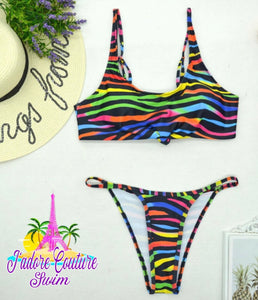 Rainbow Zebra Two Piece Set