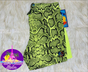 Neon Snake Print Half and Half Trunks