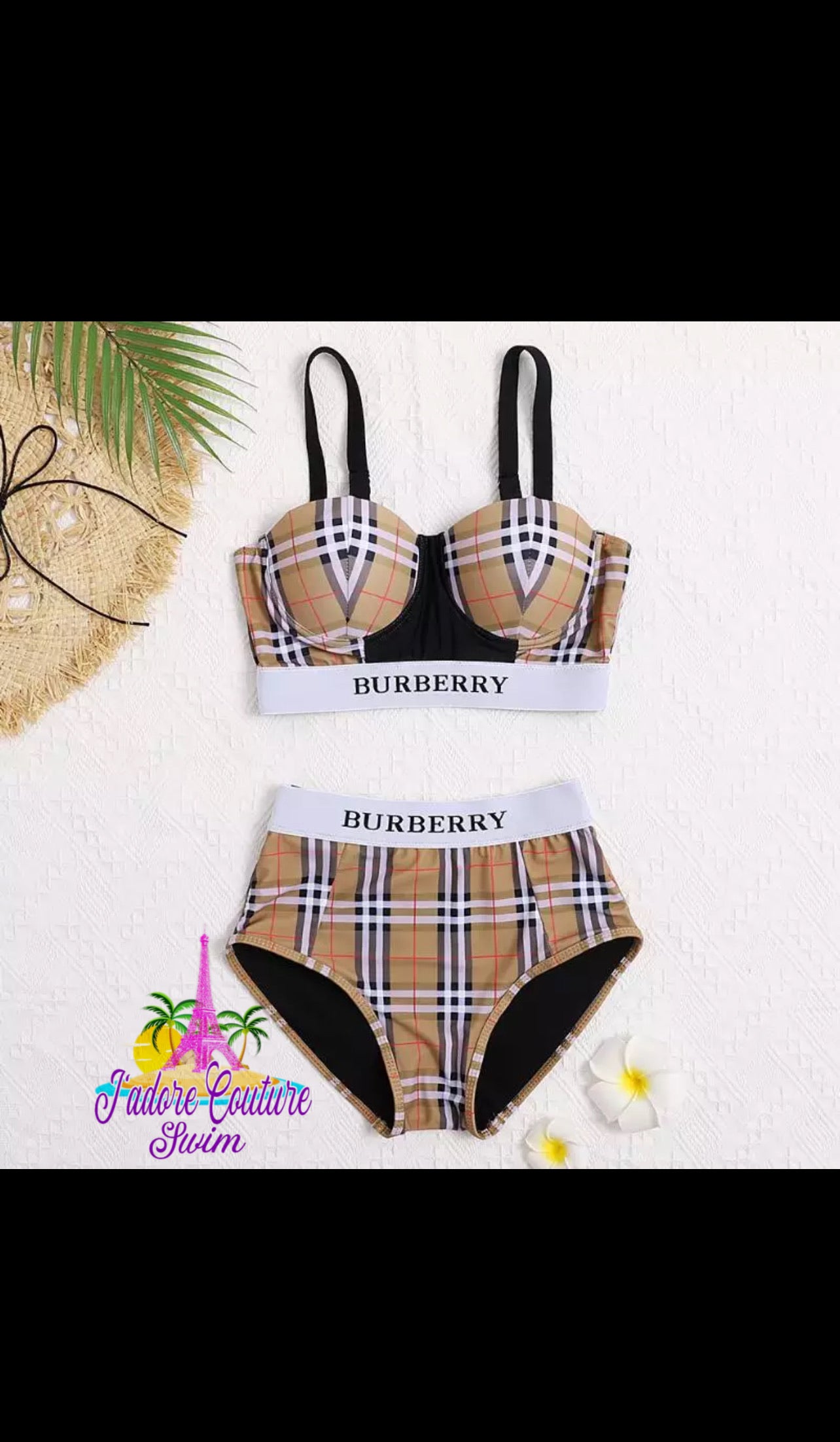 Vintage Burberry High Waste 2 piece set J adore Couture Swim